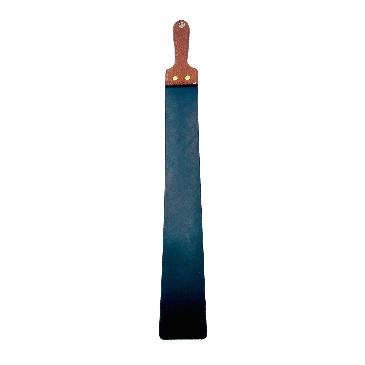 Master Control's Woodshop & Toys's Italian Leather Barber Strap - Medium - This is a Handmade upon order product. The product usually takes 7-10 days to create. This Italian Leather Barber Strap Spanking Paddle never fails to get an "ouch" of appreciation