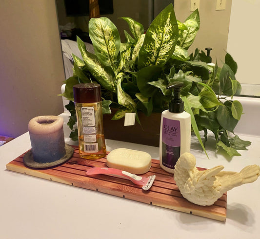 Wooden Valet Tray | 100% Natural Wood | Handmade Shower Tray | Bathroom Tray | Decorative Tray | Minimalist Accent Tray | Soap Bottle Tray | Kitchen Accessories