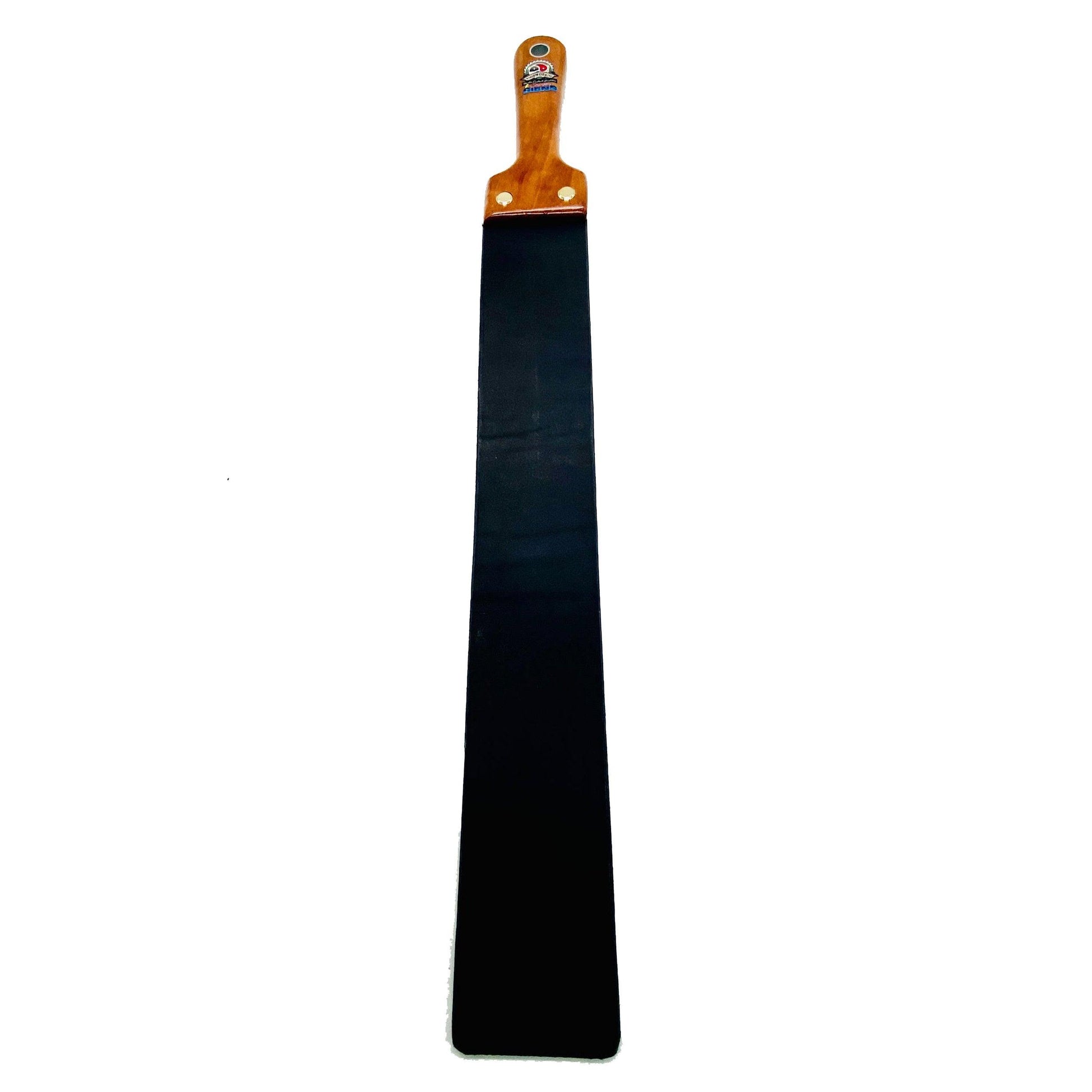 Master Control's Woodshop & Toys's Italian Leather Barber Strap - Medium - This is a Handmade upon order product. The product usually takes 7-10 days to create. This Italian Leather Barber Strap Spanking Paddle never fails to get an "ouch" of appreciation