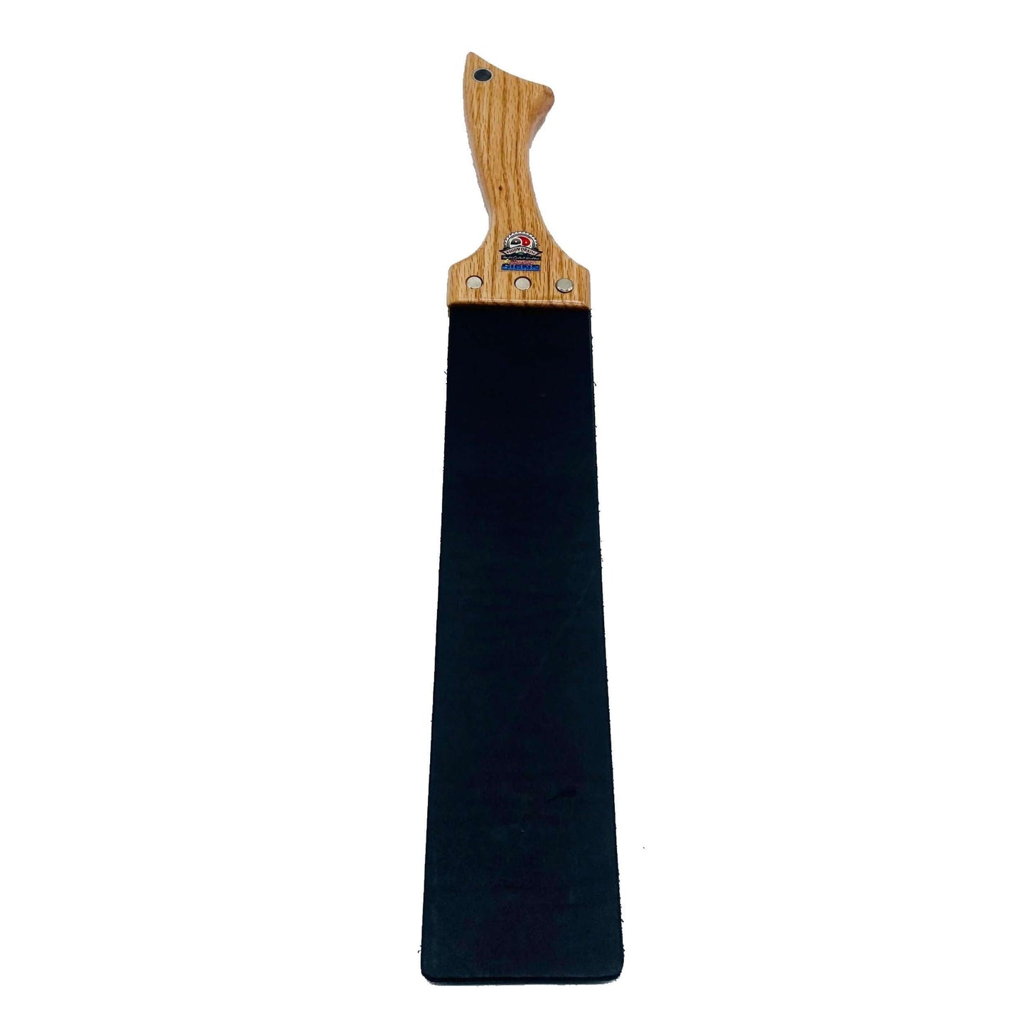 Master Control's Woodshop & Toys's Single Italian Leather Strap Slapper - This is a Handmade upon order product. The product usually takes 7-10 days to create. This Double Strap Italian Leather Spanking Slapper never fails to get an "ouch" of appreciation