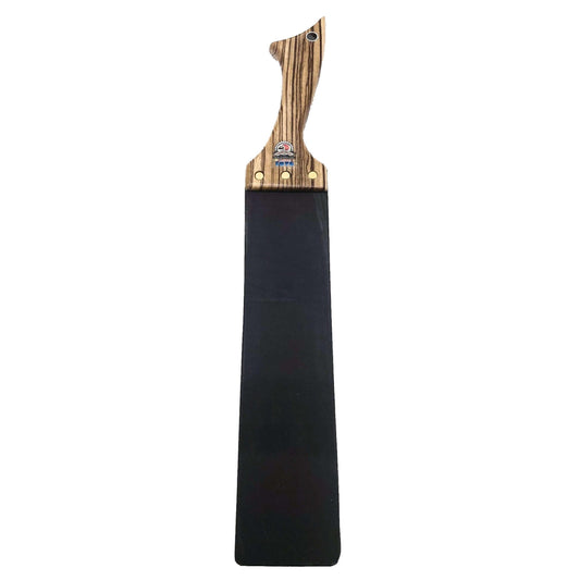 Master Control's Woodshop & Toys's Single Italian Leather Strap Slapper - This is a Handmade upon order product. The product usually takes 7-10 days to create. This Double Strap Italian Leather Spanking Slapper never fails to get an "ouch" of appreciation