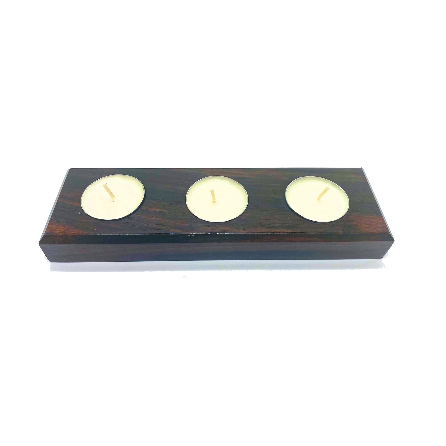 Hardwood Tea Light Candle Holder for Three Candles | Handcrafted Centerpiece | Small Gift | Handmade Wooden Tealight Holder | Candle Holder | Tealight Centerpiece | Wood Candle Stand | Handmade Wedding Decor | Candle Decor