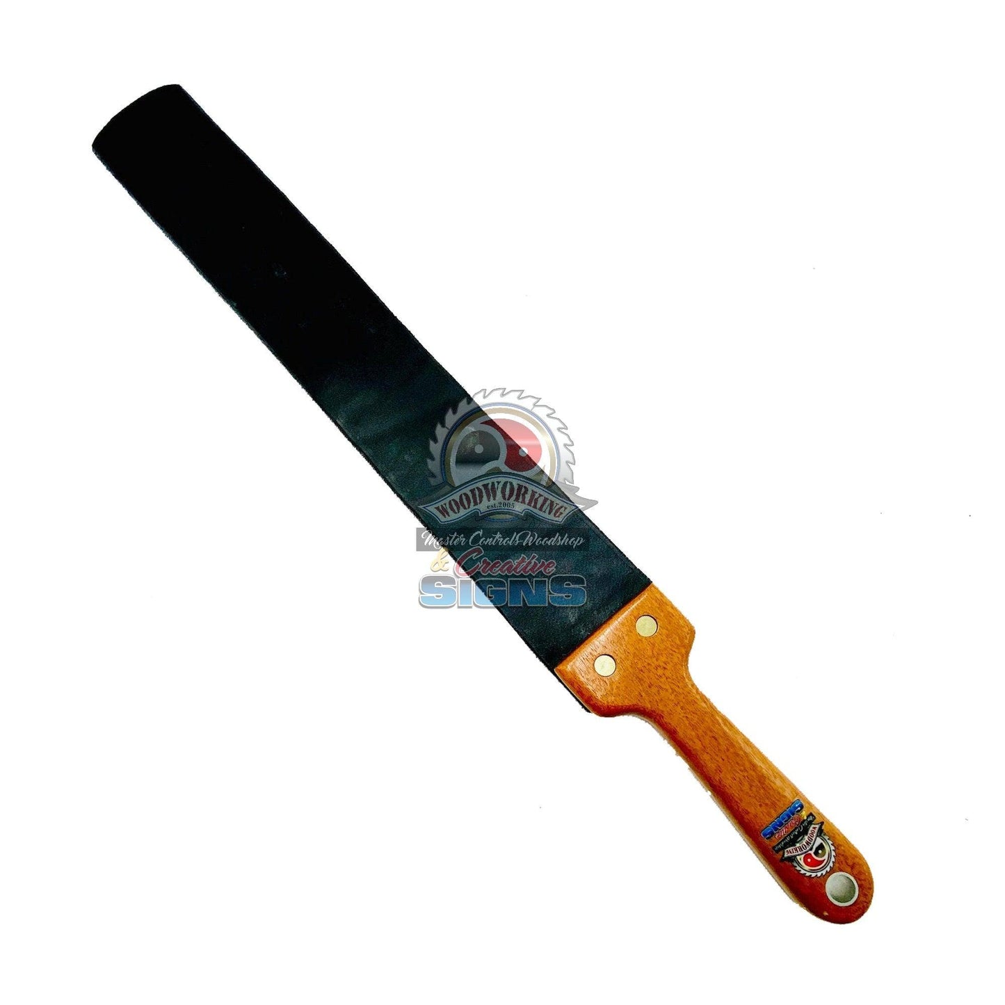 Master Control's Woodshop & Toys's Italian Leather Barber Strap - Medium - This is a Handmade upon order product. The product usually takes 7-10 days to create. This Italian Leather Barber Strap Spanking Paddle never fails to get an "ouch" of appreciation