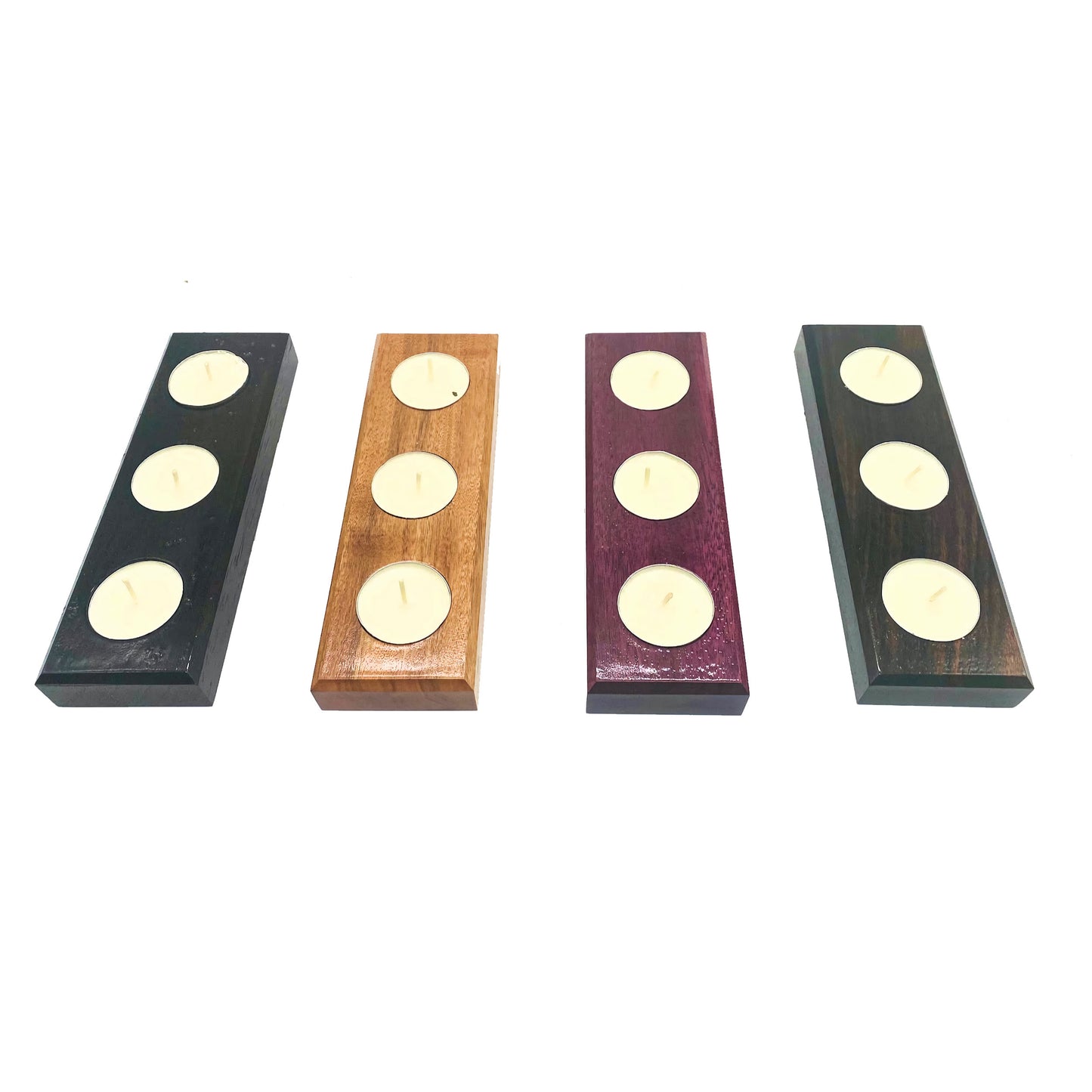 Hardwood Tea Light Candle Holder for Three Candles | Handcrafted Centerpiece | Small Gift | Handmade Wooden Tealight Holder | Candle Holder | Tealight Centerpiece | Wood Candle Stand | Handmade Wedding Decor | Candle Decor