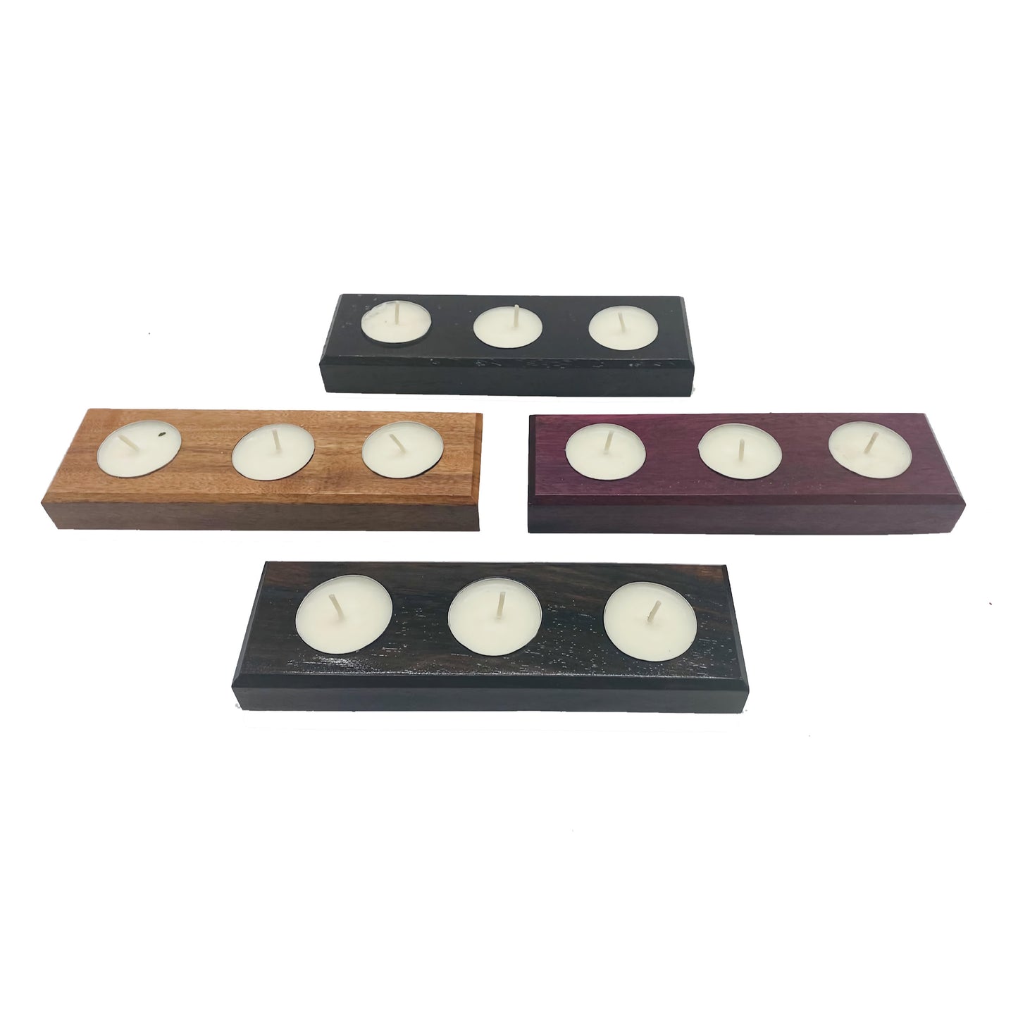 Hardwood Tea Light Candle Holder for Three Candles | Handcrafted Centerpiece | Small Gift | Handmade Wooden Tealight Holder | Candle Holder | Tealight Centerpiece | Wood Candle Stand | Handmade Wedding Decor | Candle Decor