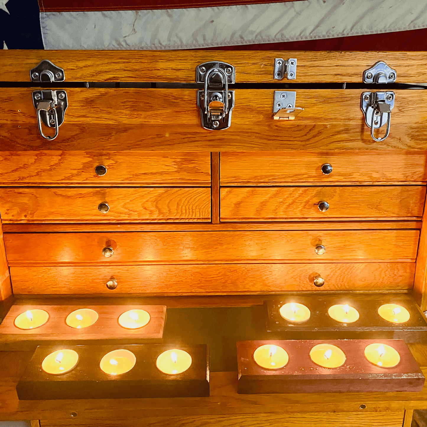 Hardwood Tea Light Candle Holder for Three Candles | Handcrafted Centerpiece | Small Gift | Handmade Wooden Tealight Holder | Candle Holder | Tealight Centerpiece | Wood Candle Stand | Handmade Wedding Decor | Candle Decor