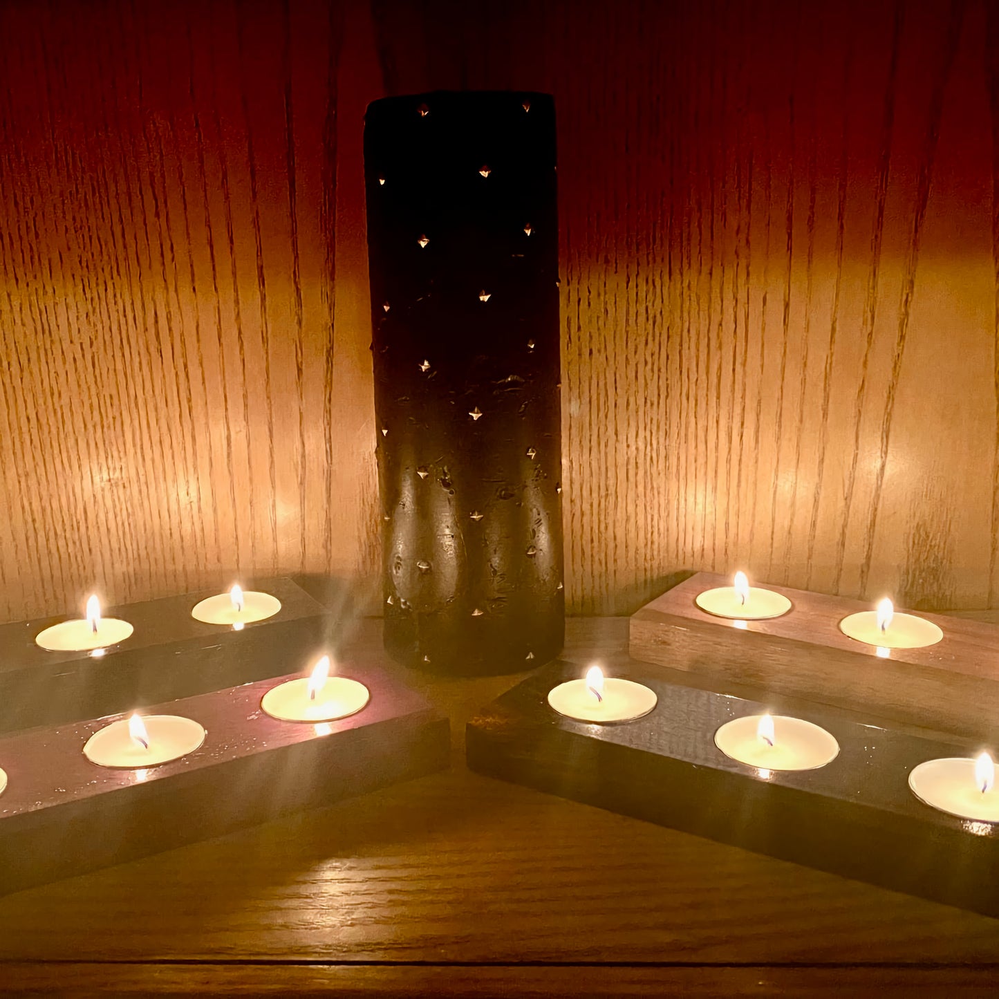 Hardwood Tea Light Candle Holder for Three Candles | Handcrafted Centerpiece | Small Gift | Handmade Wooden Tealight Holder | Candle Holder | Tealight Centerpiece | Wood Candle Stand | Handmade Wedding Decor | Candle Decor