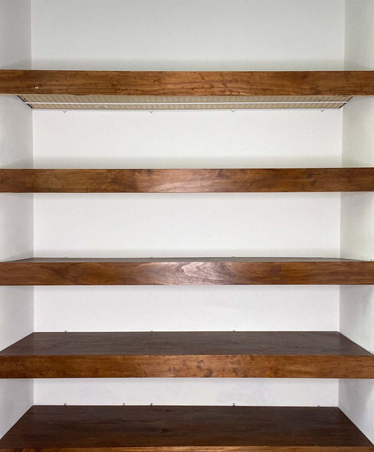 12" Hardwood Wire Rack Covers for removable closet, pantry, bathroom, bedroom or kitchen shelving upgrade.