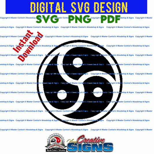 Master Control's Woodshop & Toys's BDSM Symbol (Digital Download) - You may use our BDSM Symbol SVG files to make finished items for personal use, but the file itself can not be sold or distributed in any way. Files will contain one-color. Watermark and B