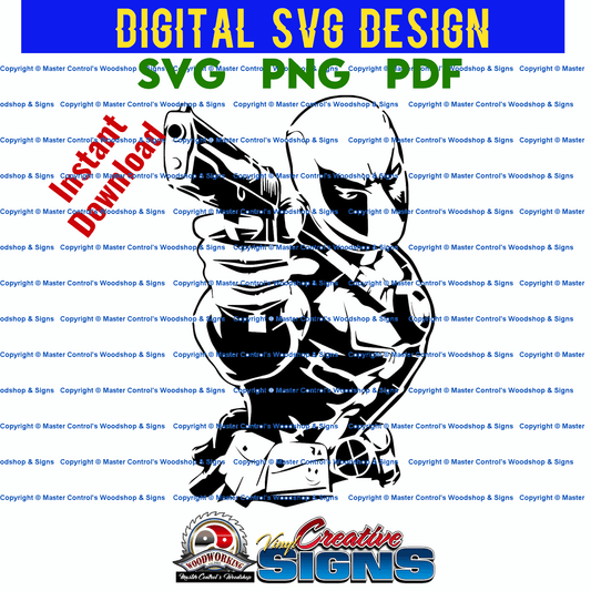 Master Control's Woodshop & Toys's Deadpool (Digital Download) - You may use our Deadpool SVG files to make finished items for personal use, but the file itself can not be sold or distributed in any way. Files will contain one-color. Watermark and Backgro