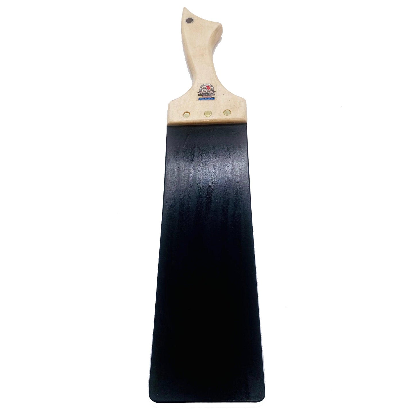 Master Control's Woodshop & Toys's Large 1/4" Thin Rubber Strap Spanking Paddle - This is a Handmade upon order product. The product usually takes 7-10 days to create. This Large Rubber Strap Spanking Paddle never fails to get an "ouch" of appreciation! A