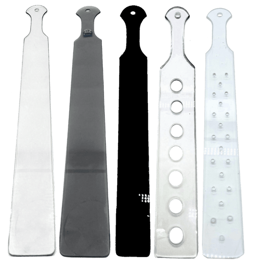 Master Control's Woodshop & Toys's 23" Long-Wide Lexan Spanking Paddle - This is a Handmade upon order product. The product usually takes 7-10 days to create. This Long & Wide Lexan Spanking Paddle never fails to get an "ouch" of appreciation! Dimensions: