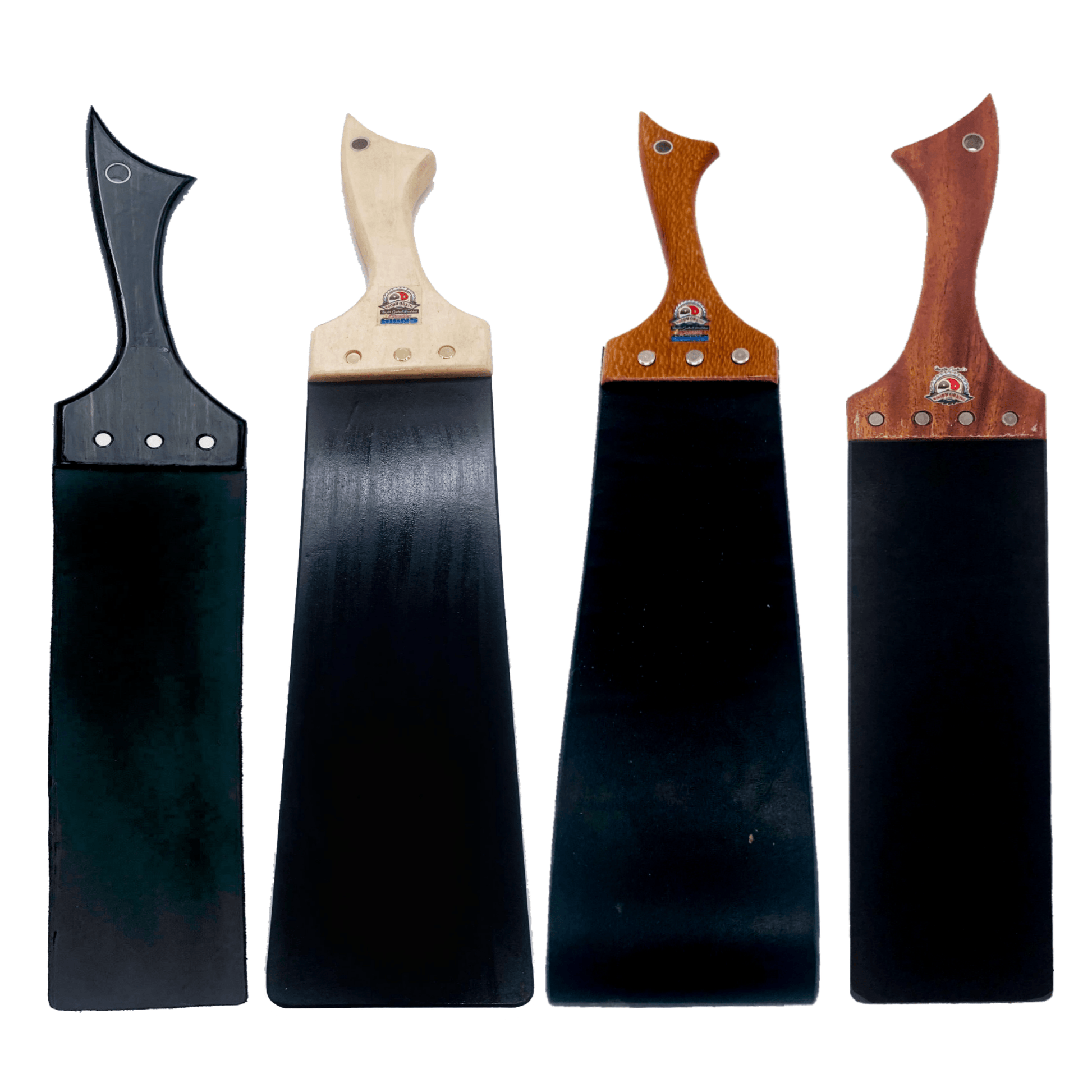 Master Control's Woodshop & Toys's Large Italian Leather Slapper Spanking Paddle - 12" strap - This is a Handmade upon order product. The product usually takes 7-10 days to create. This Large Italian Leather Slapper Spanking Paddle - 12" strap never fails