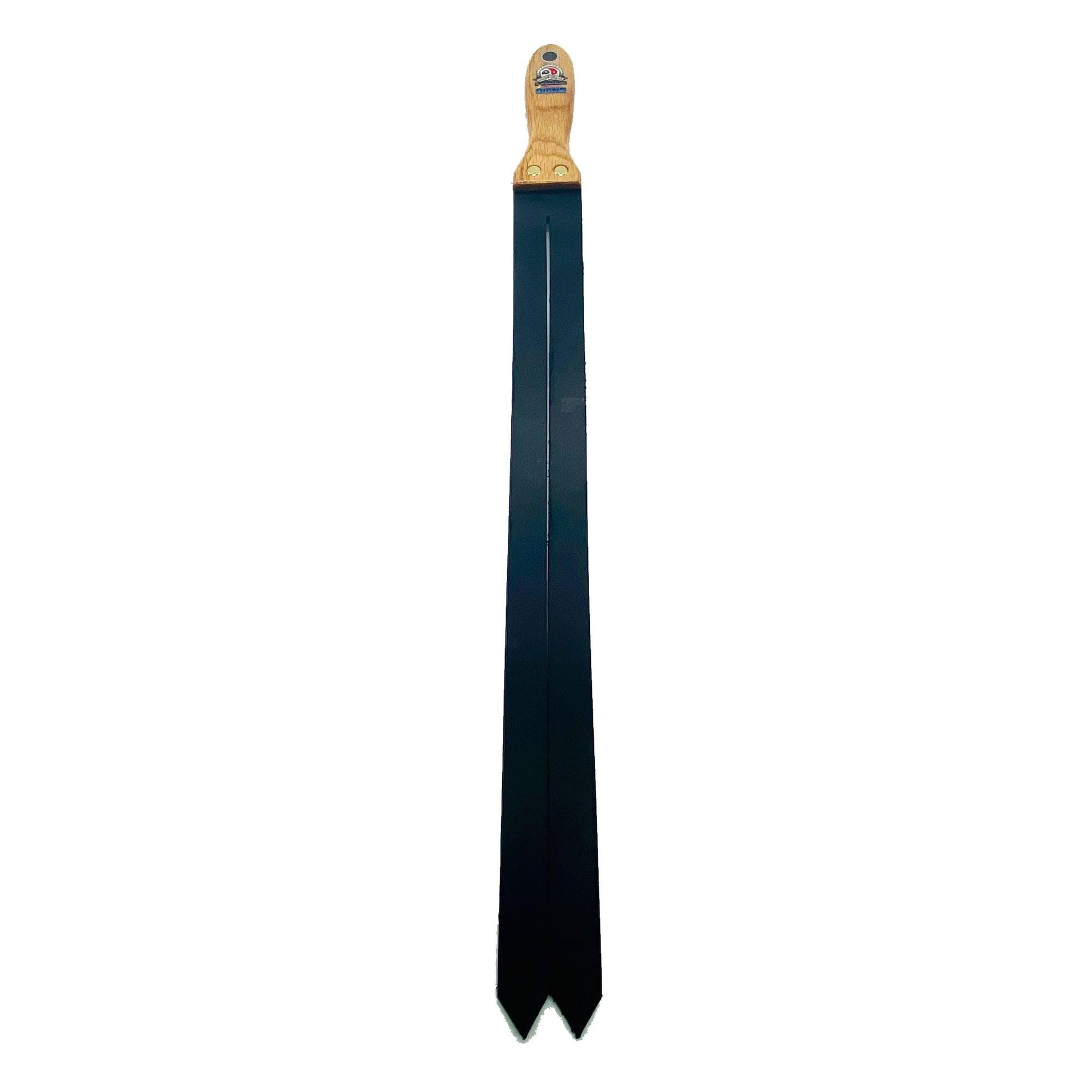 Master Control's Woodshop & Toys's Italian Leather Double Tawse Spanking Paddle - This is a Handmade upon order product. The product usually takes 7-10 days to create. This Italian Leather Double Tawse Spanking Paddle never fails to get an "ouch" of appre
