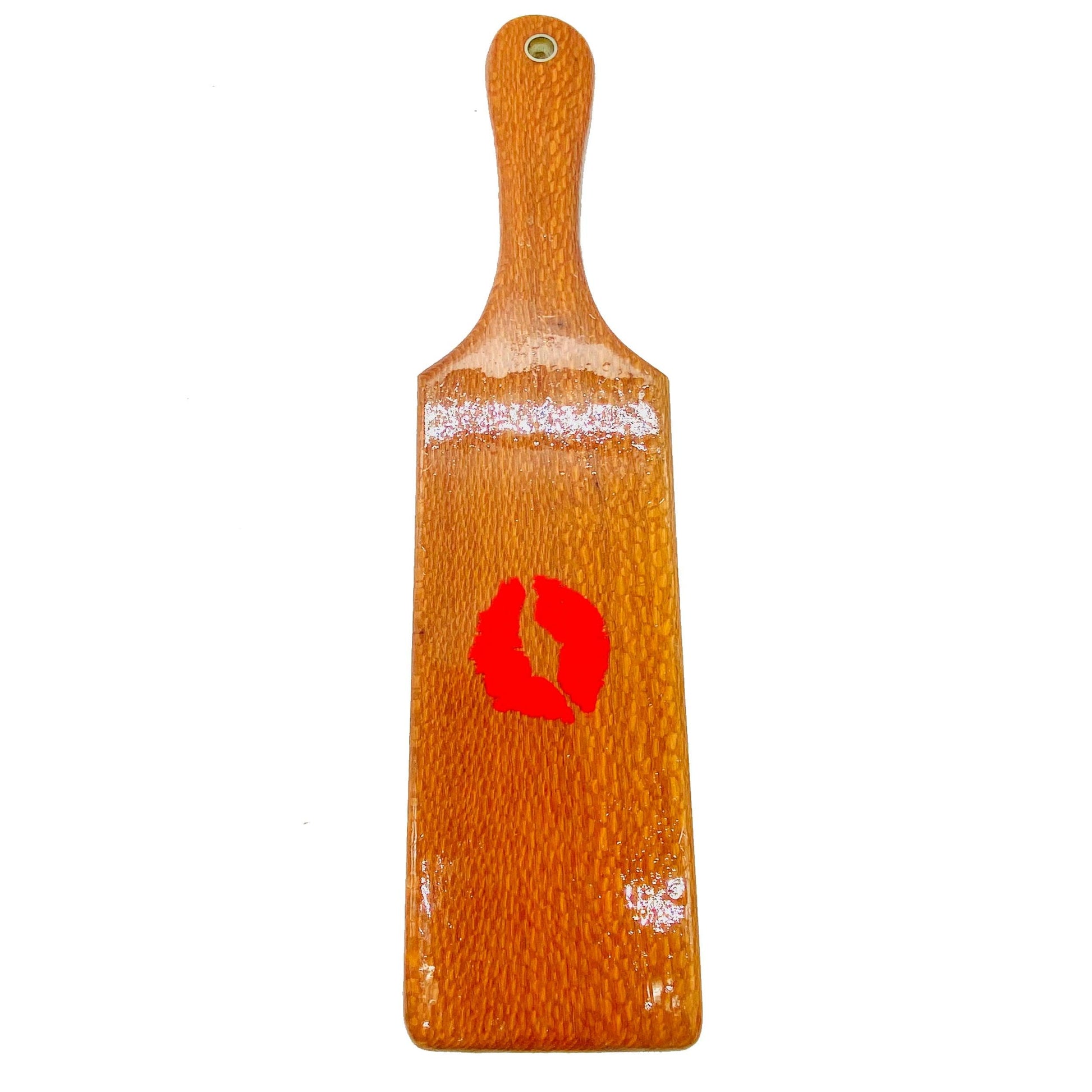 Master Control's Woodshop & Toys's SWITCH PLUS OTK Spanking Paddle - This is a Handmade upon order product. The product usually takes 7-10 days to create. This SWITCH PLUS OTK Spanking Paddle never fails to get an "ouch" of appreciation! Available in seve