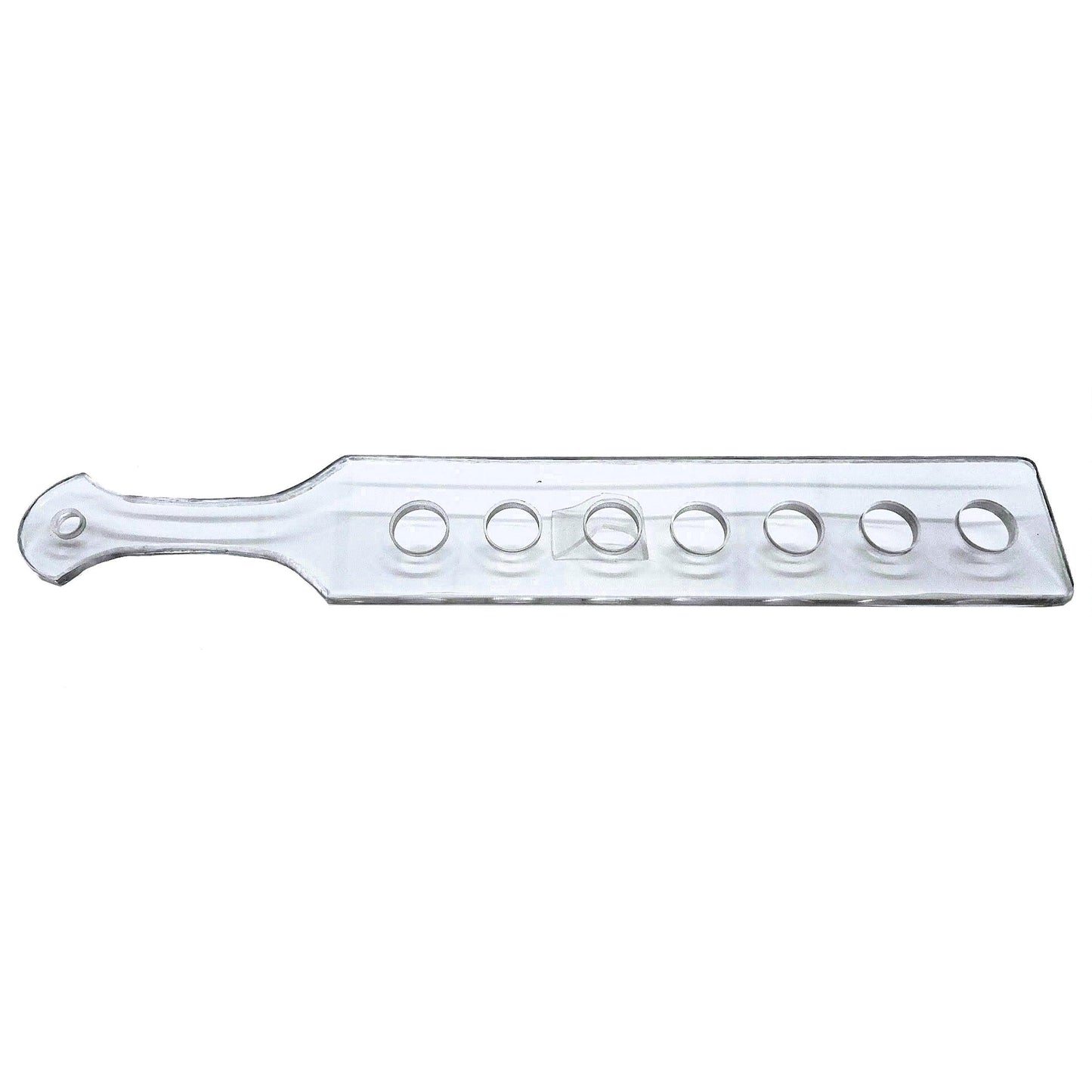 Master Control's Woodshop & Toys's 23" Long-Wide Lexan Spanking Paddle - This is a Handmade upon order product. The product usually takes 7-10 days to create. This Long & Wide Lexan Spanking Paddle never fails to get an "ouch" of appreciation! Dimensions: