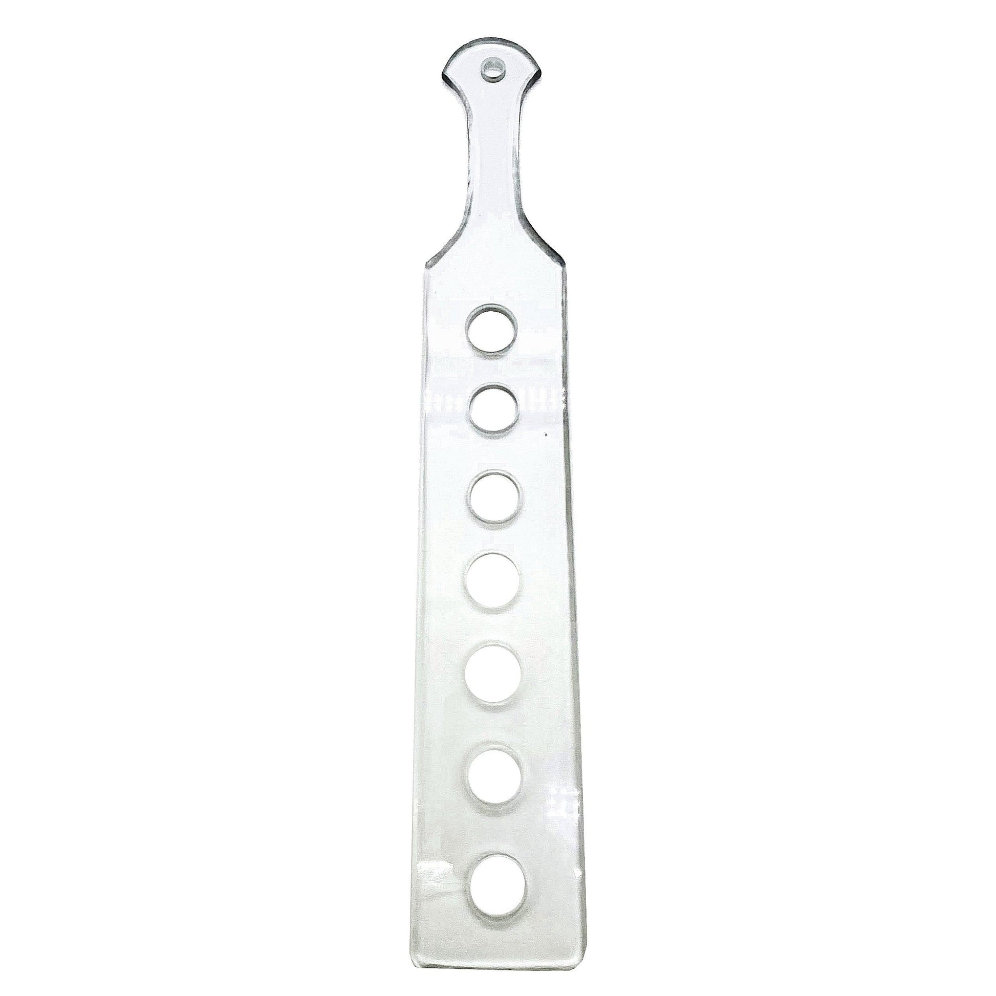 Master Control's Woodshop & Toys's 23" Long-Wide Lexan Spanking Paddle - This is a Handmade upon order product. The product usually takes 7-10 days to create. This Long & Wide Lexan Spanking Paddle never fails to get an "ouch" of appreciation! Dimensions: