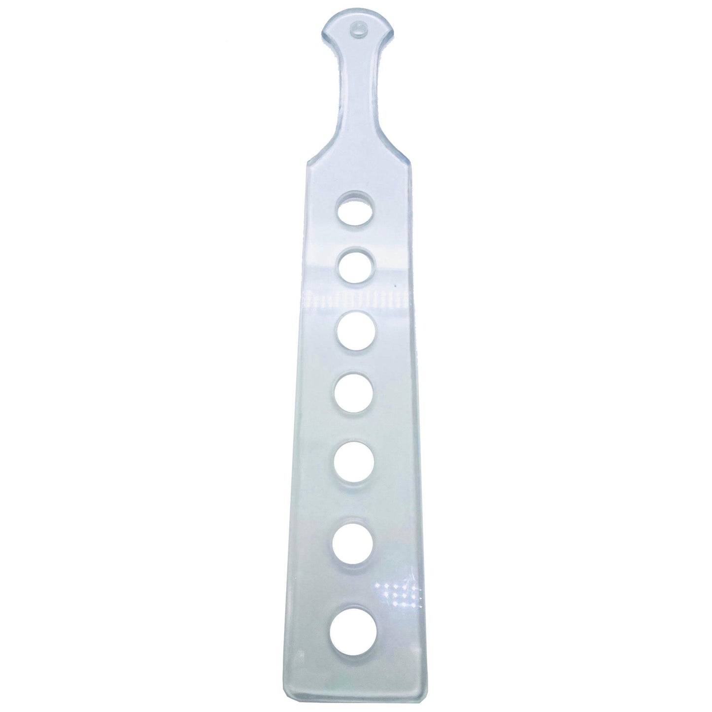 Master Control's Woodshop & Toys's 23" Long-Wide Lexan Spanking Paddle - This is a Handmade upon order product. The product usually takes 7-10 days to create. This Long & Wide Lexan Spanking Paddle never fails to get an "ouch" of appreciation! Dimensions: