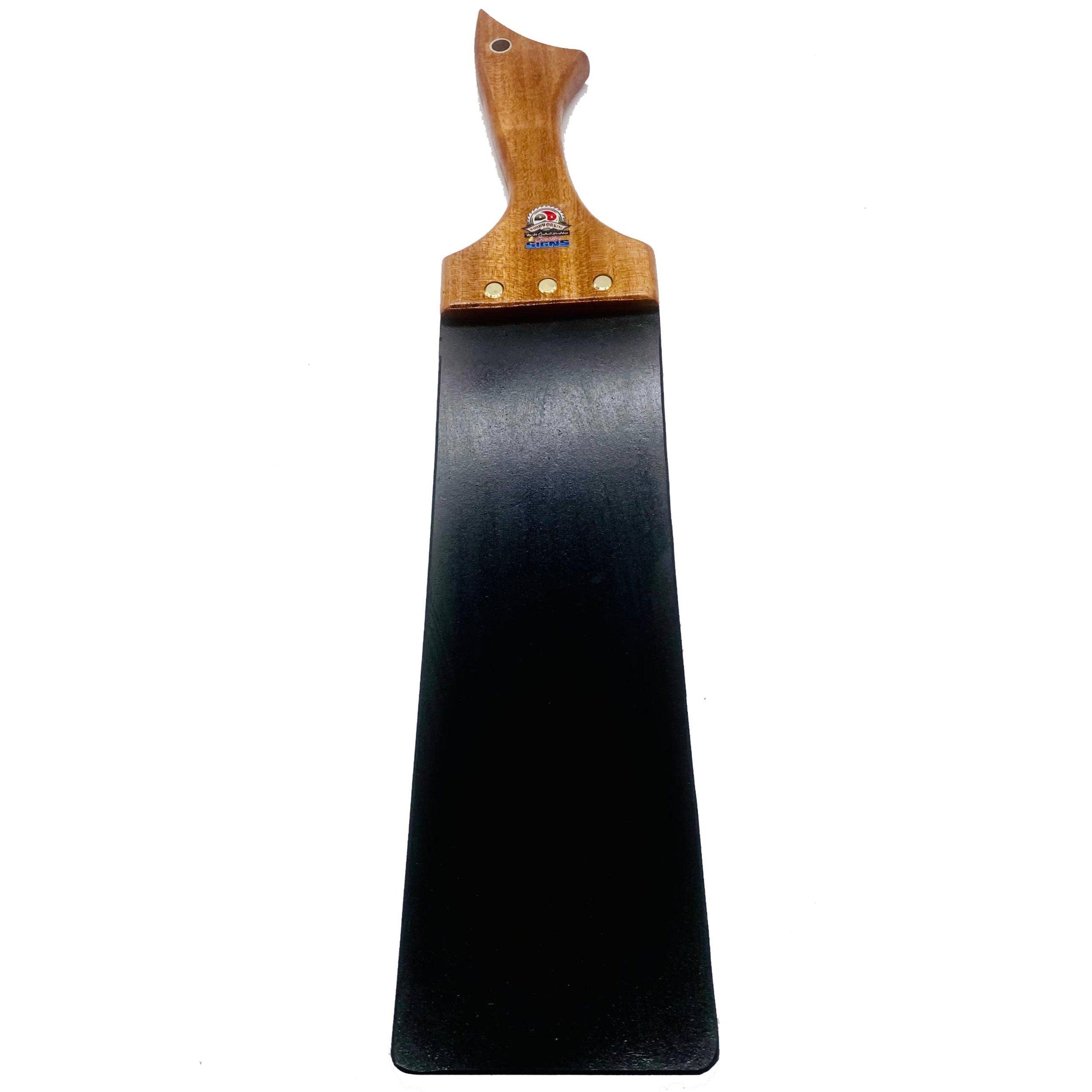 Master Control's Woodshop & Toys's Large 1/4" Thin Rubber Strap Spanking Paddle - This is a Handmade upon order product. The product usually takes 7-10 days to create. This Large Rubber Strap Spanking Paddle never fails to get an "ouch" of appreciation! A
