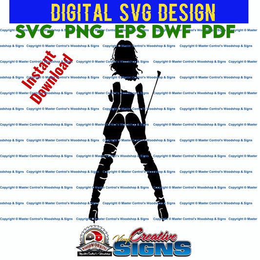 Master Control's Woodshop & Toys's Mistress with Crop (Digital Download) - You may use our Mistress with Crop SVG files to make finished items for personal use, but the file itself can not be sold or distributed in any way. Files will contain one-color. W
