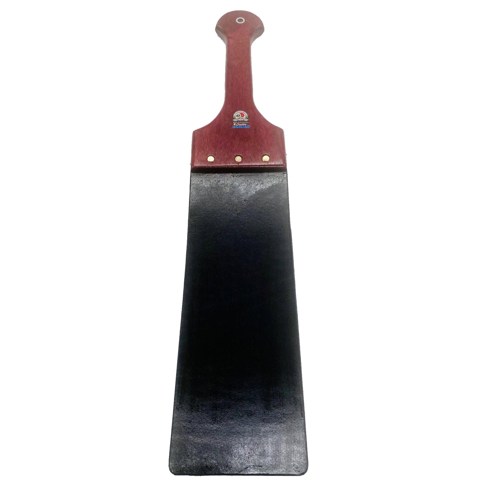 Master Control's Woodshop & Toys's Large Black Italian Leather Slapper Spanking Paddle - This is a Handmade upon order product. The product usually takes 7-10 days to create. This Large Black Italian Leather Slapper Spanking Paddle never fails to get an "