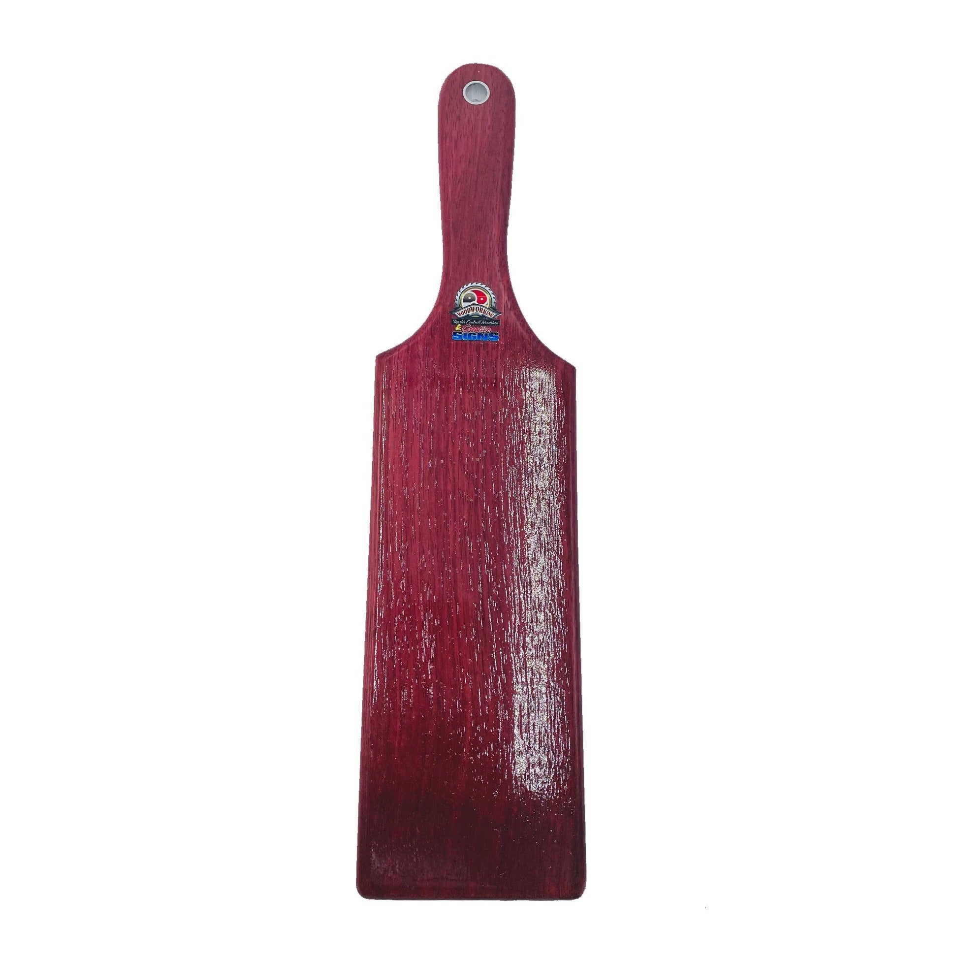 Master Control's Woodshop & Toys's SWITCH PLUS OTK Spanking Paddle - This is a Handmade upon order product. The product usually takes 7-10 days to create. This SWITCH PLUS OTK Spanking Paddle never fails to get an "ouch" of appreciation! Available in seve