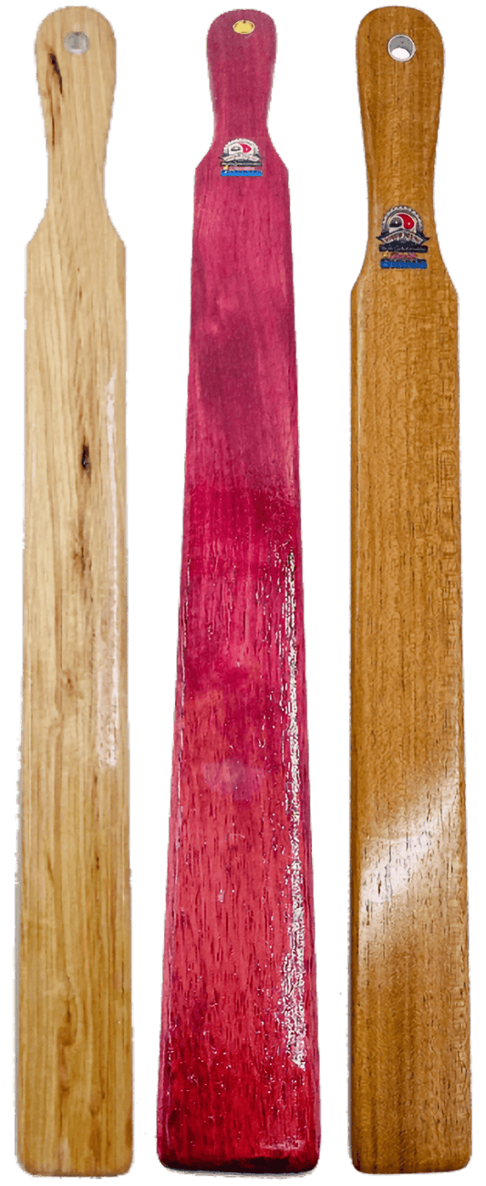 Master Control's Woodshop & Toys's OTK Thin Ruler Spanking Paddle - This is a Handmade upon order product. The product usually takes 7-10 days to create. This OTK Thin Ruler Spanking Paddle never fails to get an "ouch" of appreciation! Available in severa