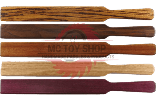 Master Control's Woodshop & Toys's OTK Thin Ruler Spanking Paddle - This is a Handmade upon order product. The product usually takes 7-10 days to create. This OTK Thin Ruler Spanking Paddle never fails to get an "ouch" of appreciation! Available in severa