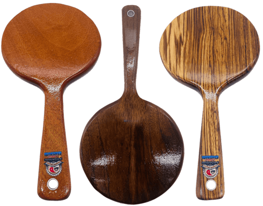 Master Control's Woodshop & Toys's Small Round OTK Spanking Paddle - This is a Handmade upon order product. The product usually takes 7-10 days to create. This Small Round OTK Spanking Paddle never fails to get an "ouch" of appreciation! Available in seve