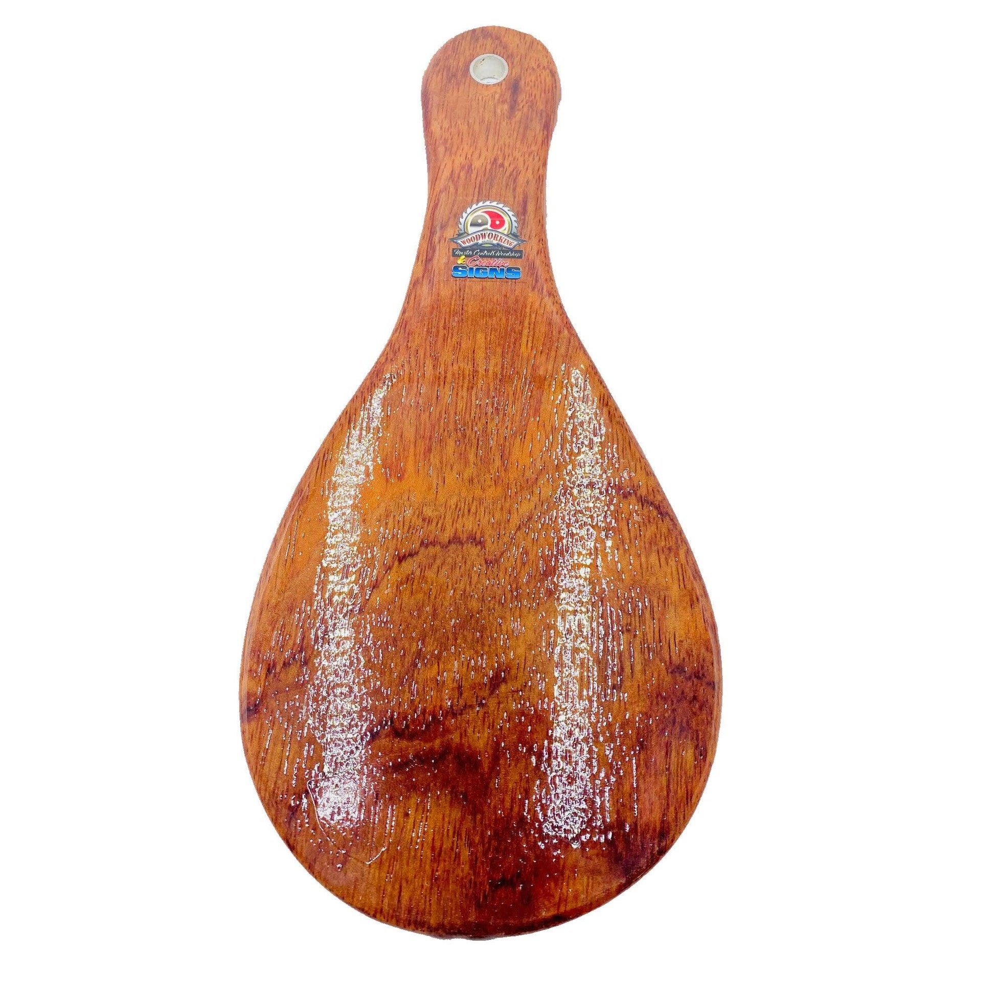 Master Control's Woodshop & Toys's Small Teardrop Spanking Paddle - This is a Handmade upon order product. The product usually takes 7-10 days to create. This Small Teardrop Spanking Paddle never fails to get an "ouch" of appreciation! Available in severa