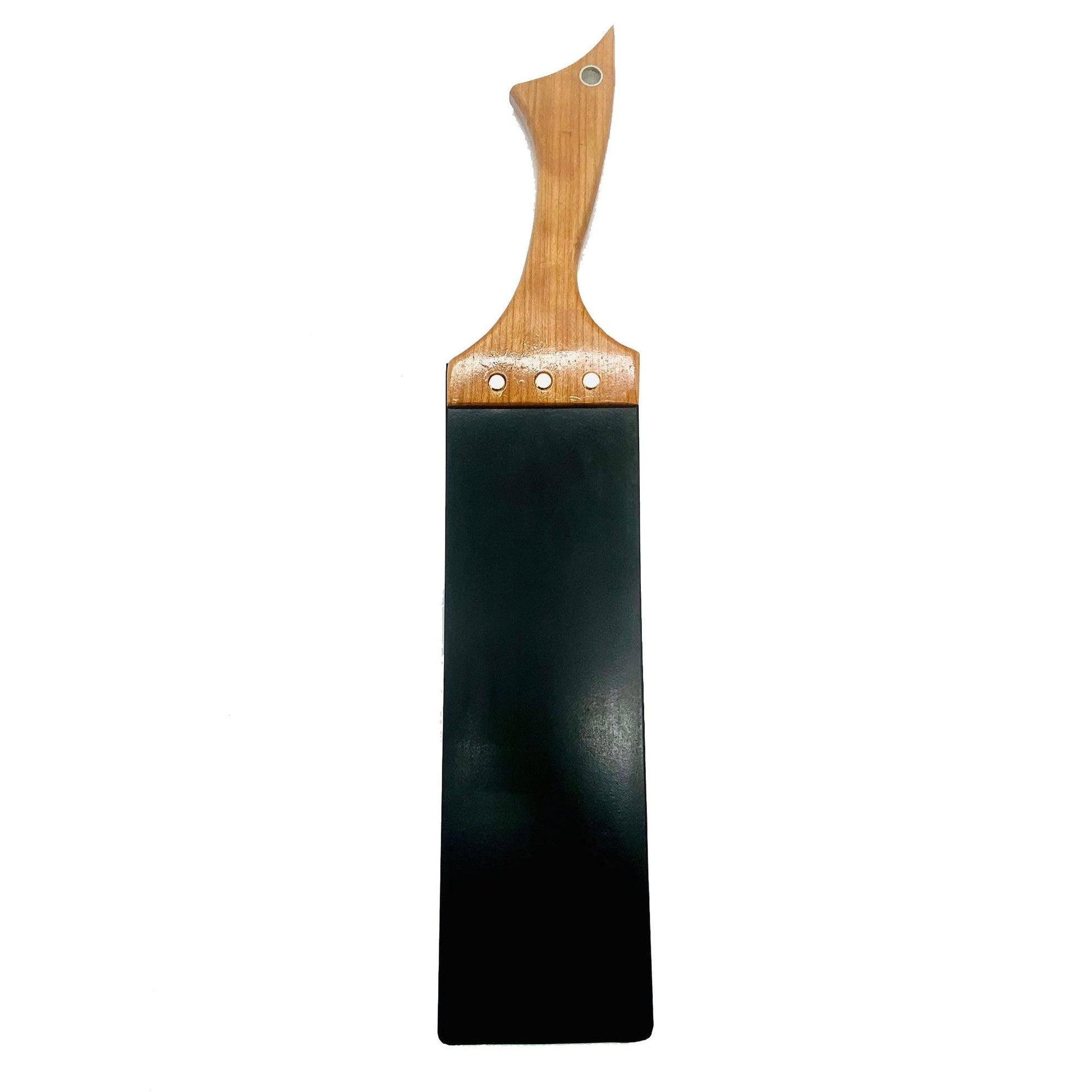 Master Control's Woodshop & Toys's Large 1/4" Thin Rubber Strap Spanking Paddle - This is a Handmade upon order product. The product usually takes 7-10 days to create. This Large Rubber Strap Spanking Paddle never fails to get an "ouch" of appreciation! A