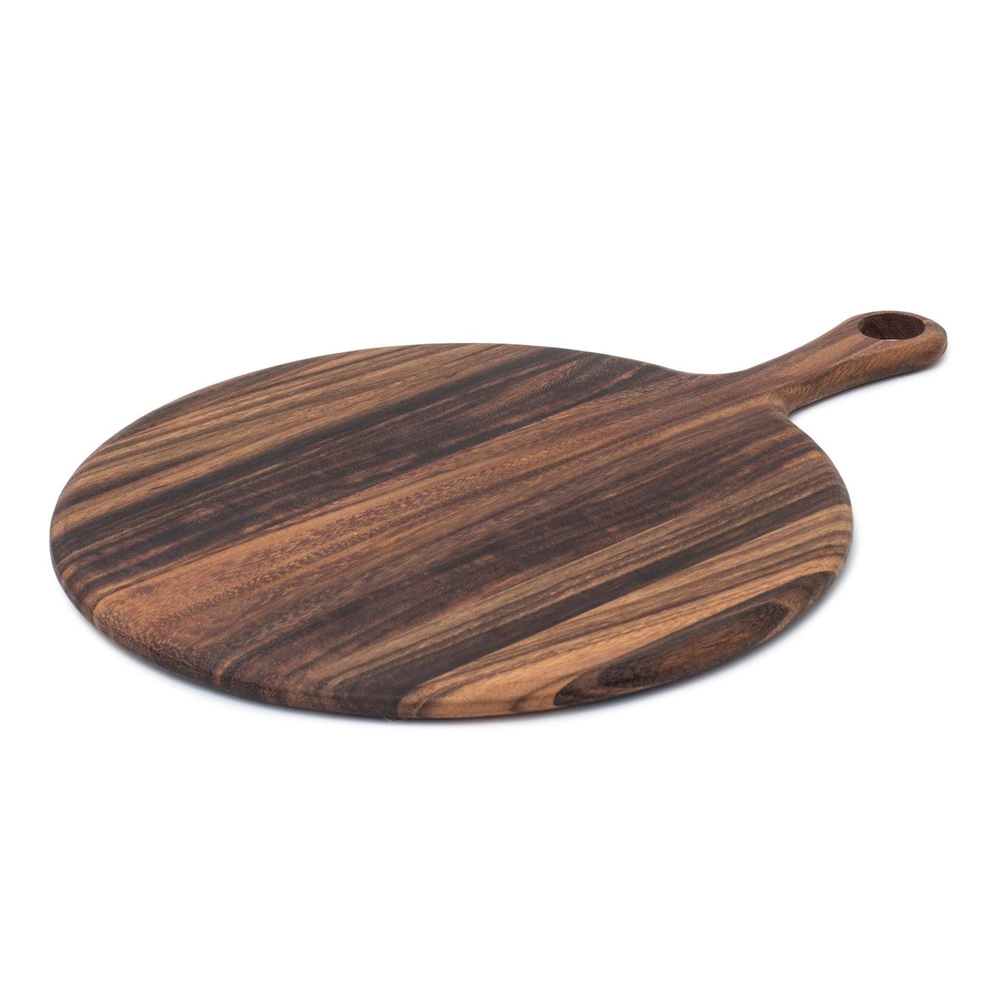 Master Control's Woodshop & Toys's Handmade Hardwood Round Paddle Board - This is a Handmade upon order product. The product usually takes 7-10 days to create. This Hardwood Doubled Handled Serving Tray Platter Board gives great for making presenting larg