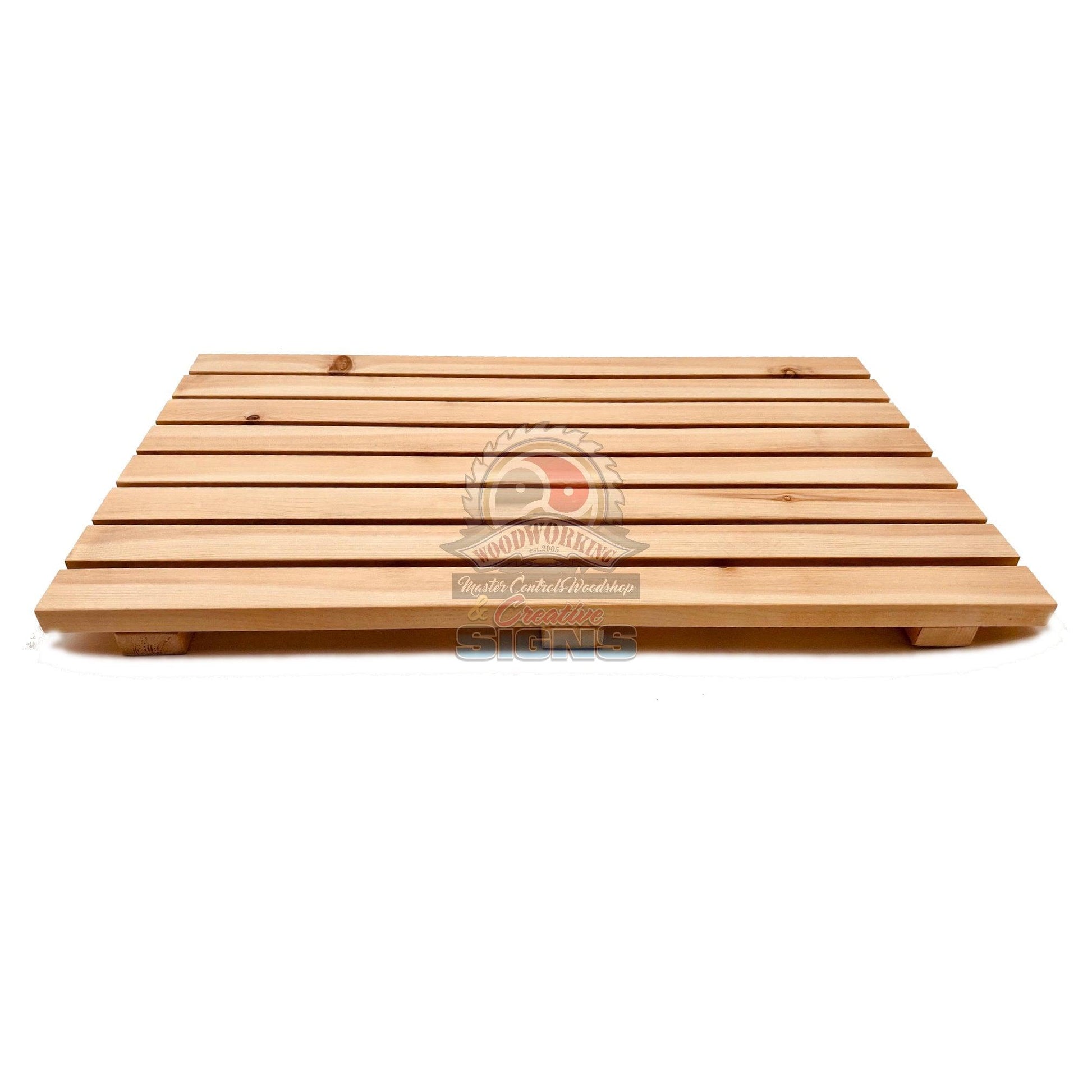 Master Control's Woodshop & Toys's Handmade Hardwood Bath Mat - This is a Handmade upon order product. The product usually takes 7-10 days to create. Our beautifully Handmade Hardwood Bath Mat are perfect for stepping out of the shower onto. It allows for