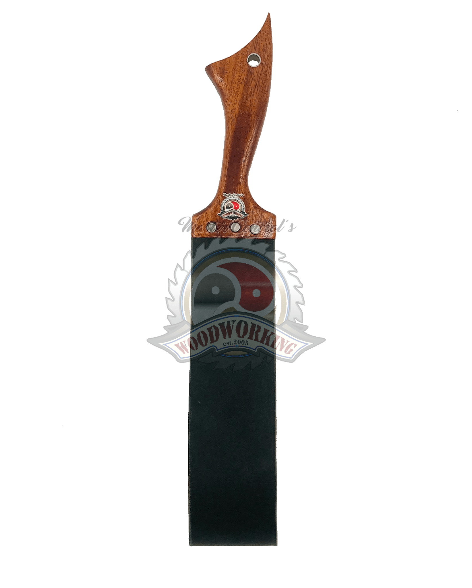 Master Control's Woodshop & Toys's Large Italian Leather Slapper Spanking Paddle - 14" strap - This is a Handmade upon order product. The product usually takes 7-10 days to create. This Large Italian Leather Slapper Spanking Paddle - 14" strap never fails