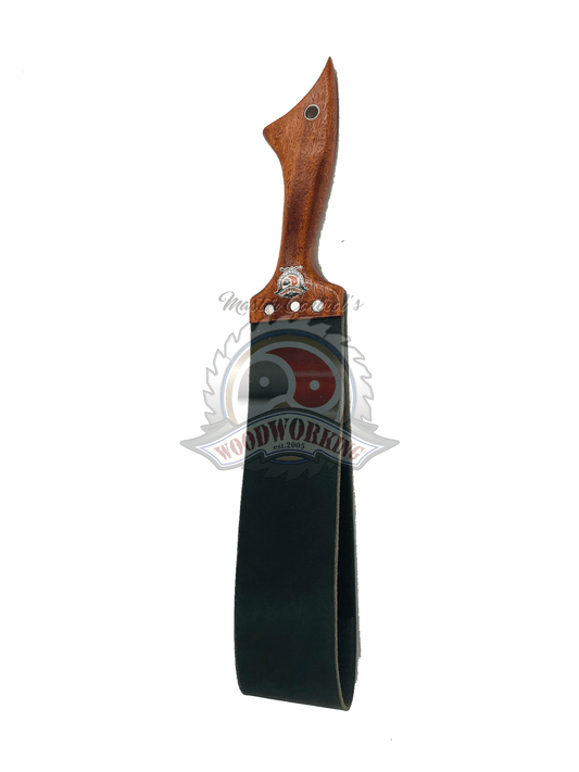 Master Control's Woodshop & Toys's Small Folded Italian Leather Spanking Slapper - This is a Handmade upon order product. The product usually takes 7-10 days to create. This Small Folded Italian Leather Spanking Slapper never fails to get an "ouch" of app