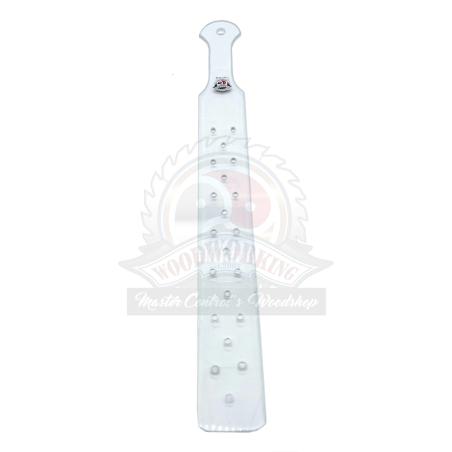 Master Control's Woodshop & Toys's Long Lexan Spanking Paddle - This is a Handmade upon order product. The product usually takes 7-10 days to create. This Long Lexan Spanking Paddle never fails to get an "ouch" of appreciation! Available in several beauti