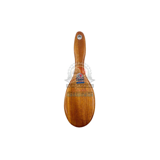 Master Control's Woodshop & Toys's THE WAXER OTK Hairbrush Spanking Paddle - This is a Handmade upon order product. The product usually takes 7-10 days to create. This WAXER OTK Hairbrush Spanking Paddle never fails to get an "ouch" of appreciation! Avail
