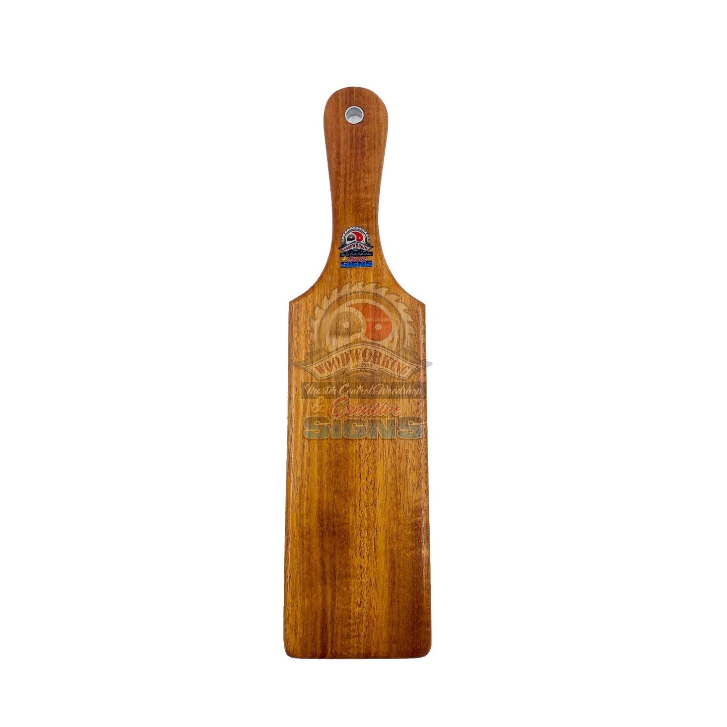 Master Control's Woodshop & Toys's SWITCH PLUS OTK Spanking Paddle - This is a Handmade upon order product. The product usually takes 7-10 days to create. This SWITCH PLUS OTK Spanking Paddle never fails to get an "ouch" of appreciation! Available in seve