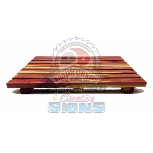 Master Control's Woodshop & Toys's Handmade Hardwood Bath Mat - This is a Handmade upon order product. The product usually takes 7-10 days to create. Our beautifully Handmade Hardwood Bath Mat are perfect for stepping out of the shower onto. It allows for