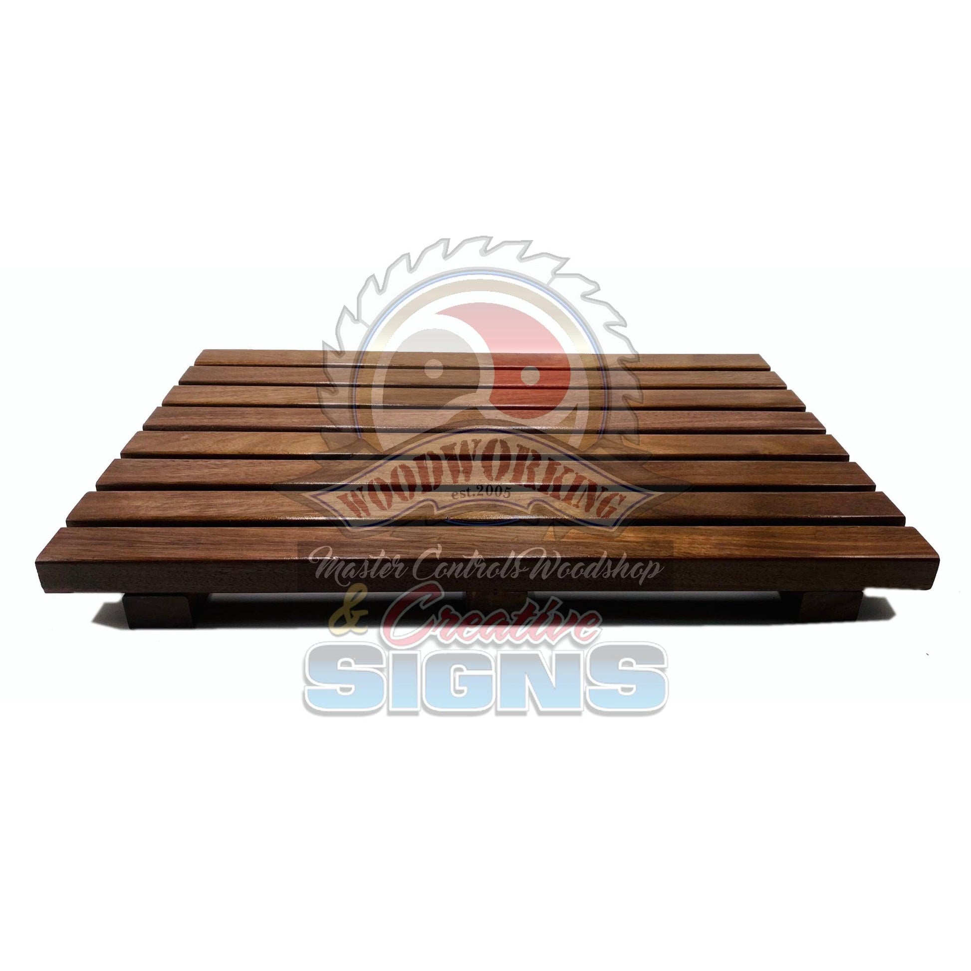 Master Control's Woodshop & Toys's Handmade Hardwood Bath Mat - This is a Handmade upon order product. The product usually takes 7-10 days to create. Our beautifully Handmade Hardwood Bath Mat are perfect for stepping out of the shower onto. It allows for