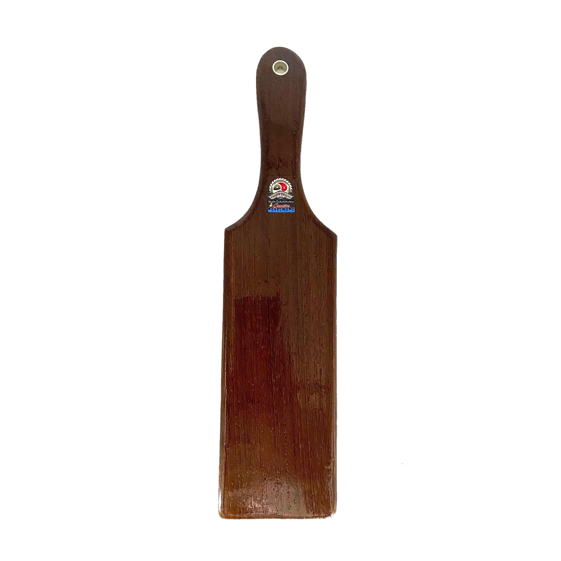Master Control's Woodshop & Toys's SWITCH PLUS OTK Spanking Paddle - This is a Handmade upon order product. The product usually takes 7-10 days to create. This SWITCH PLUS OTK Spanking Paddle never fails to get an "ouch" of appreciation! Available in seve