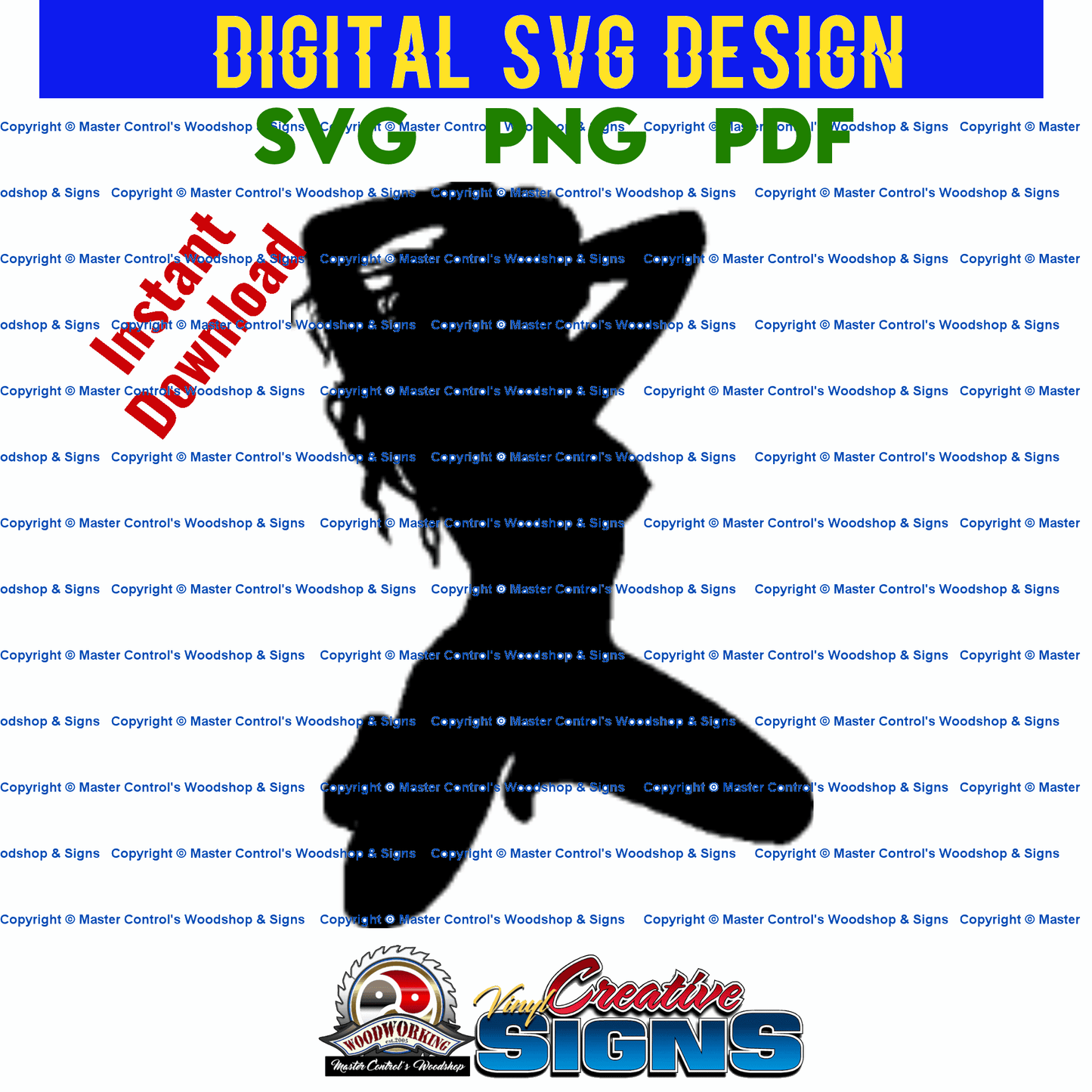 Master Control's Woodshop & Toys's Submissive Woman Kneeling (Digital Download) - You may use our Submissive Woman Kneeling SVG files to make finished items for personal use, but the file itself can not be sold or distributed in any way. Files will contai