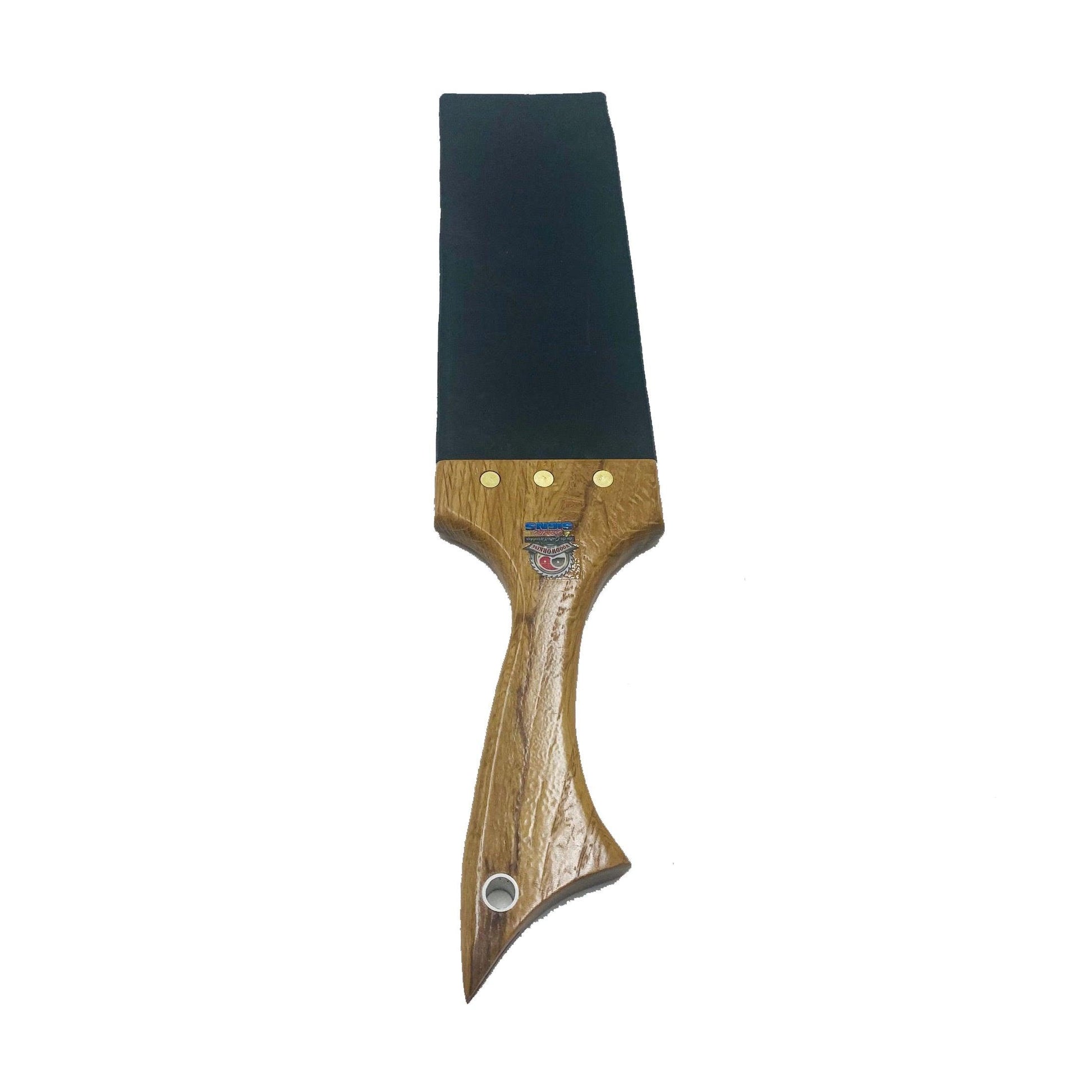 Master Control's Woodshop & Toys's Large Italian Leather Slapper Spanking Paddle - 12" strap - This is a Handmade upon order product. The product usually takes 7-10 days to create. This Large Italian Leather Slapper Spanking Paddle - 12" strap never fails