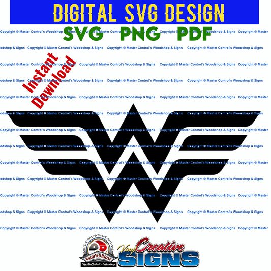 Master Control's Woodshop & Toys's Wonder Woman Logo (Digital Download) - You may use our Wonder Woman Logo SVG files to make finished items for personal use, but the file itself can not be sold or distributed in any way. Files will contain one-color. Wat