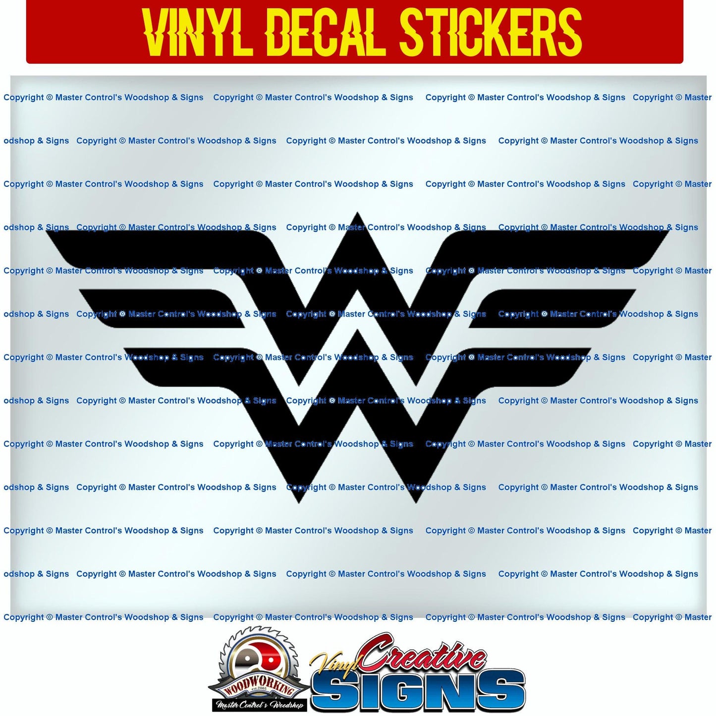 Master Control's Woodshop & Toys's The Wonder Woman Logo Vinyl Decal - The Wonder Woman Logo Vinyl Decal Sticker - Oracal 651 Vinyl Decal Sticker Vinyl Decal is made of high quality professional grade indoor/outdoor material 5-7 year non fading vinyl. Thi