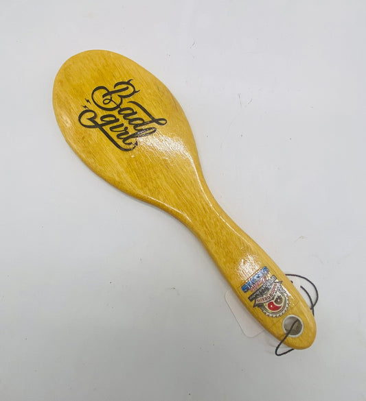 SALE ITEM - Yellowood Hairbrush Paddle /w BAD GIRL text